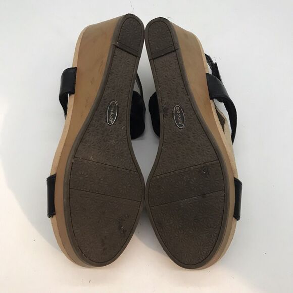 Dr. Scholl's Brazin Wedge Heel Sandals Women's 10M Black Vegan Slingback Shoes - Picture 8 of 9